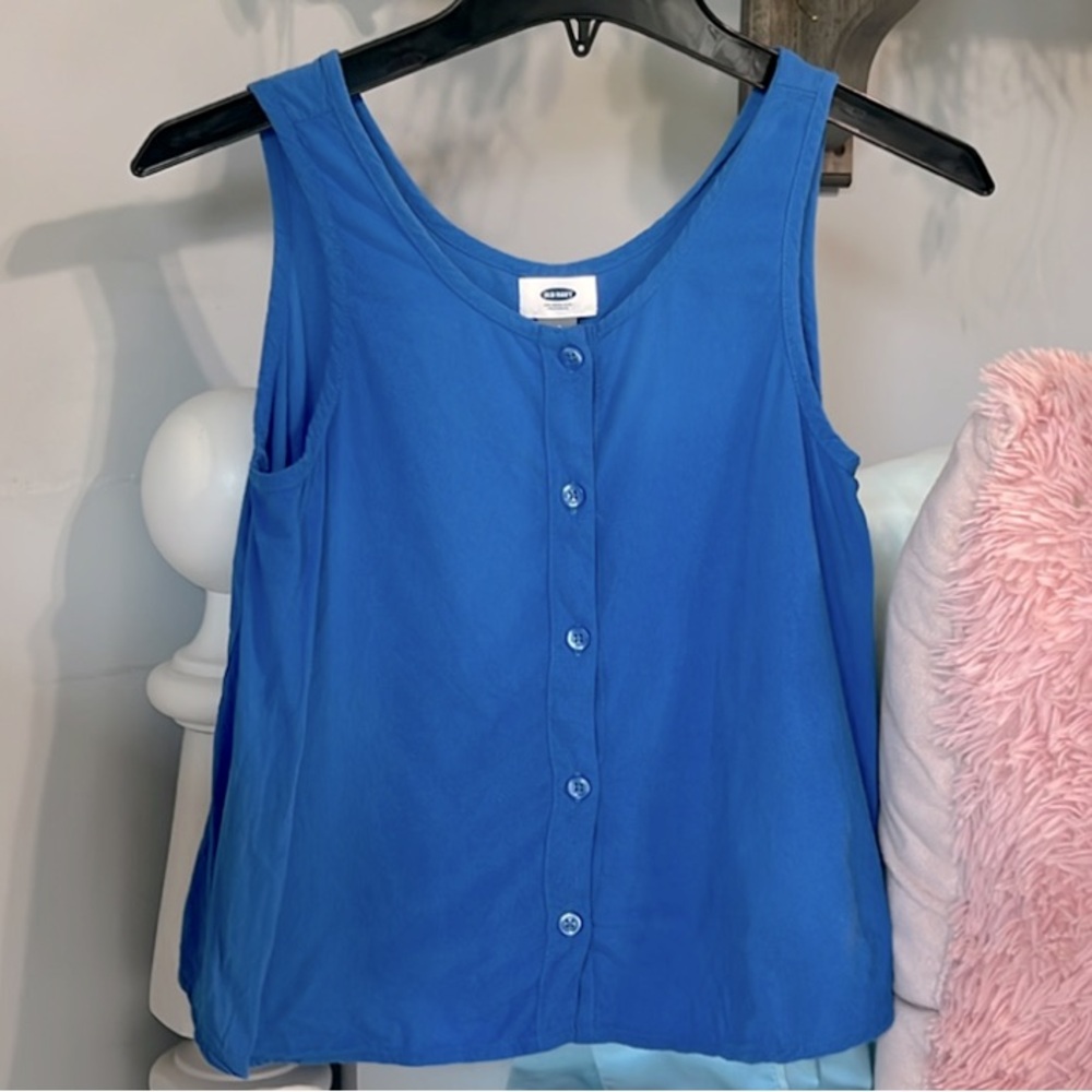 Blue Button Down Flowy Tank